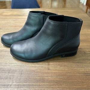 Black leather booties